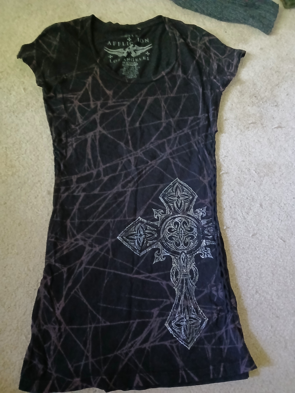 Affliction Black Graphic Cross Tunic Dress